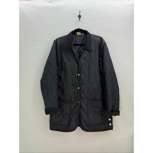 Cherokee Mens Black Corduroy Collar Quilted Chore Coat Barn Jacket Size Medium - Picture 1 of 8
